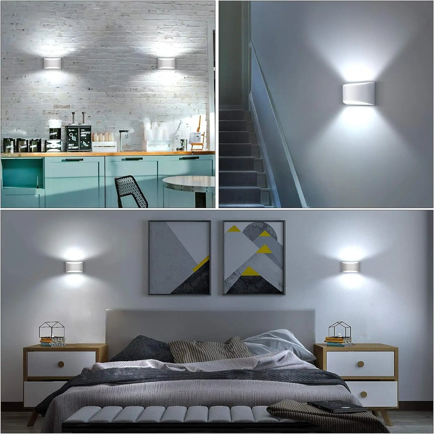 Lightess LED Wall Lamp 12W Dimmable Indoor Wall Sconce Set of 2 Up Down Wall Light for Bedroom Living Room Hallway Staircase