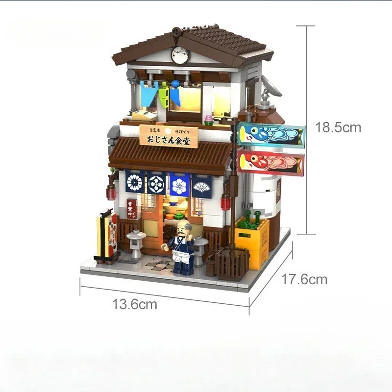 City Street Expert MOC Midnight Diner Modular Buildings Model 861PCS Building Blocks Brick Toys Children for Gift