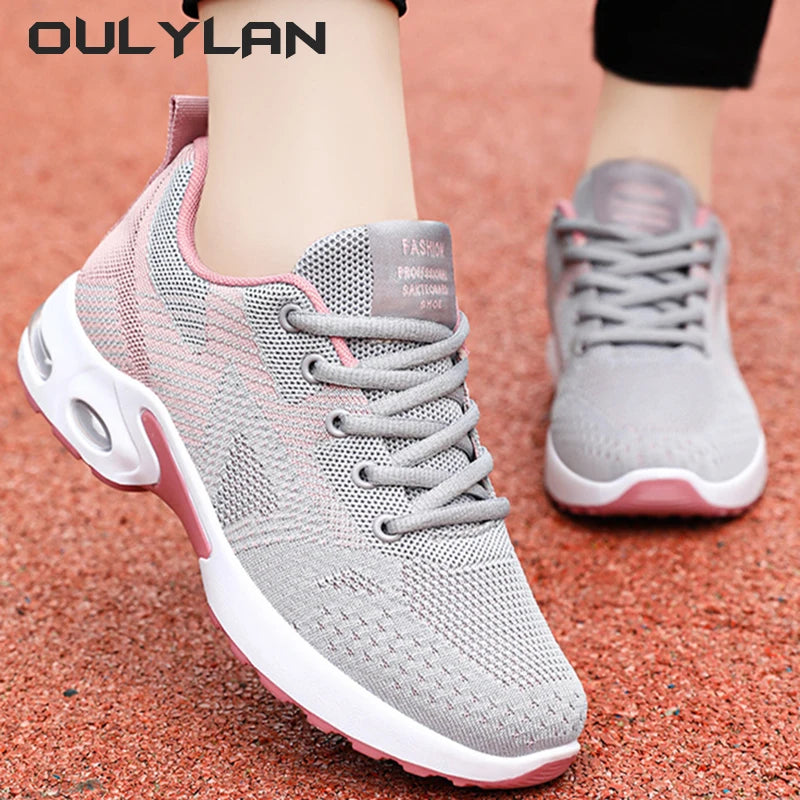 Spring Running Shoes for Women 2024 Fashion Large Size Casual Breathable Lace up Elastic Air Cushion Sports Shoes for Female