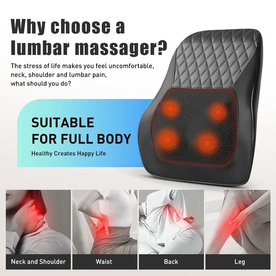 Back Massager Neck Massager with Heat 3D Kneading Massage Pillow for Relax Neck Back Shoulder Legs Gifts for Men Women Mom Dad