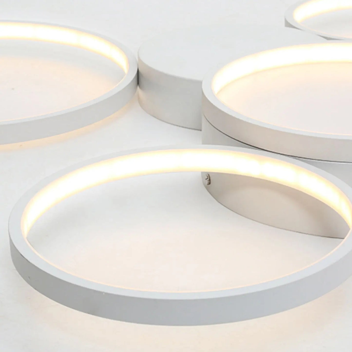 Modern Minimalist Black/White 7 Rings Flush Mount LED Ceiling Light with Remote Control for Living Room Bedroom