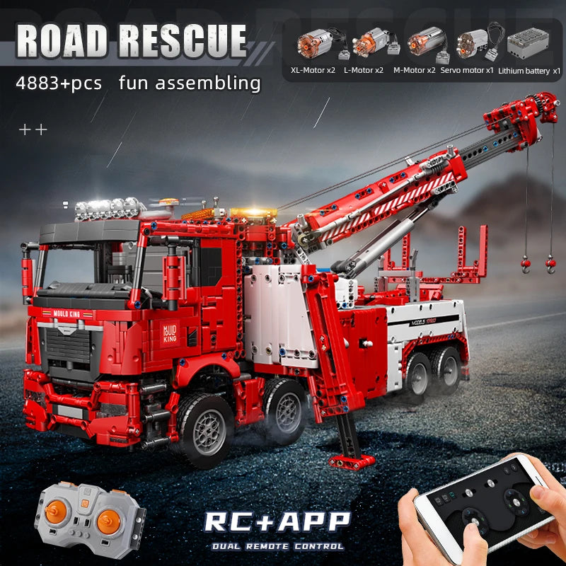 MOULD KING 17027 Technical Truck Toys APP&RC Motorized Fire Rescue Vehicle Car Model Building Blocks Bricks Kids Christmas Gifts