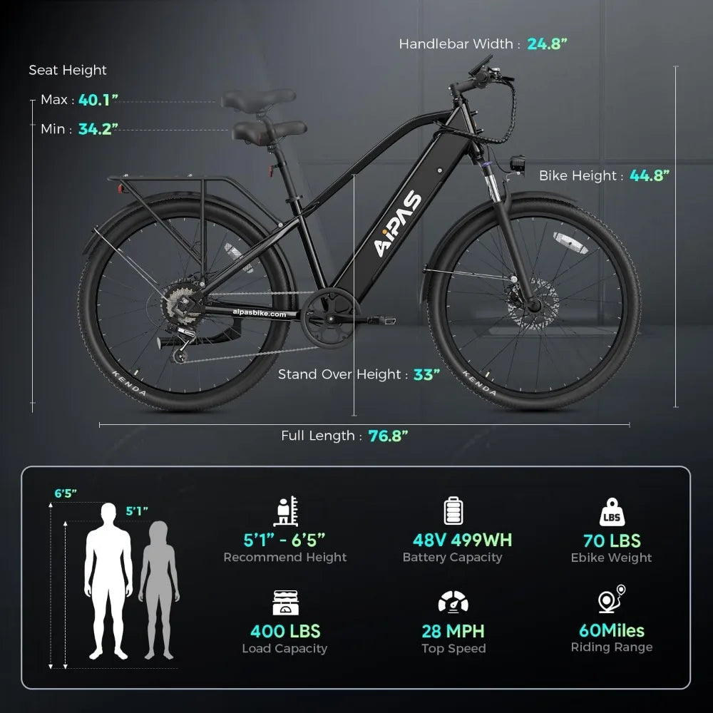 Electric Bike Adults, 1100W Peak BAFANG BLDC Motor & 48V 499WH Samsung BatteryAdult Electric Bike,