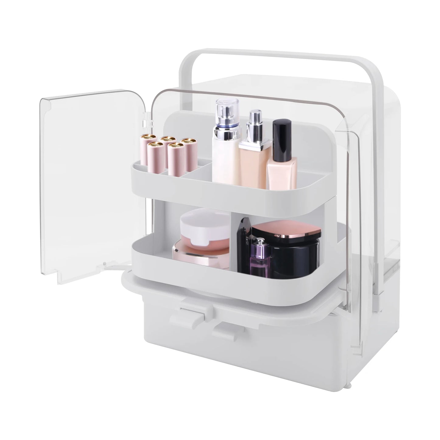 360 Degree Rotating Cosmetics and Skin Care Products Organizer Dustproof and Waterproof Desktop Transparent Makeup Organizer