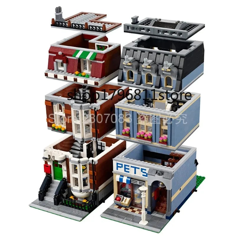 Pet Shop House Buildings Sets, City Apartment Store Model MOC 10218 Modular Buildings Gift for Adults Kids (2332+ PCS)