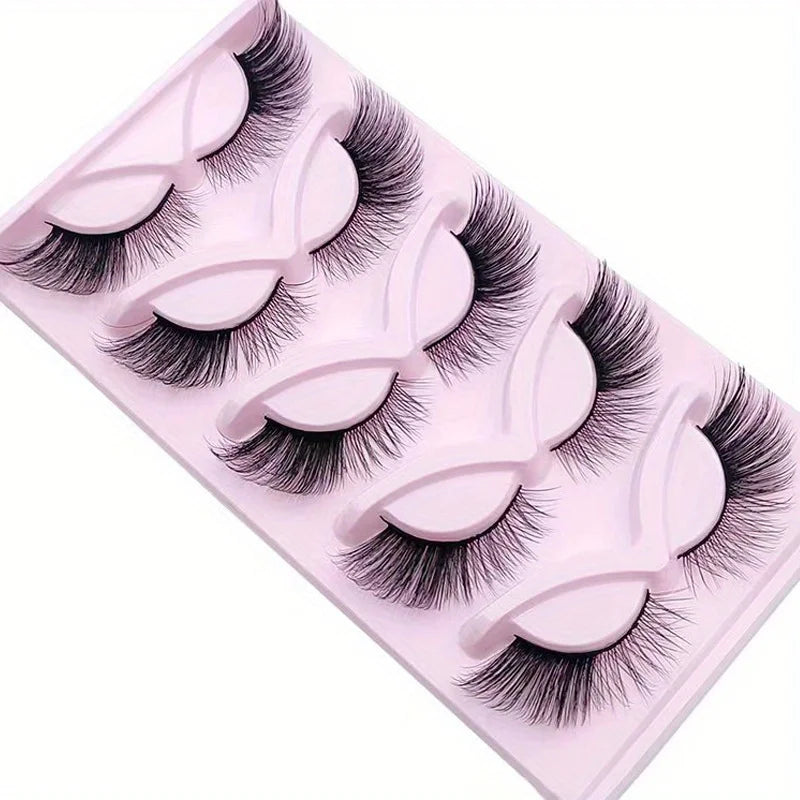 15 Pairs 3-Pack Cat Eye Lashes Winged Wispy Natural False Eyelashes Makeup Cat Eye Fake Eyelashes