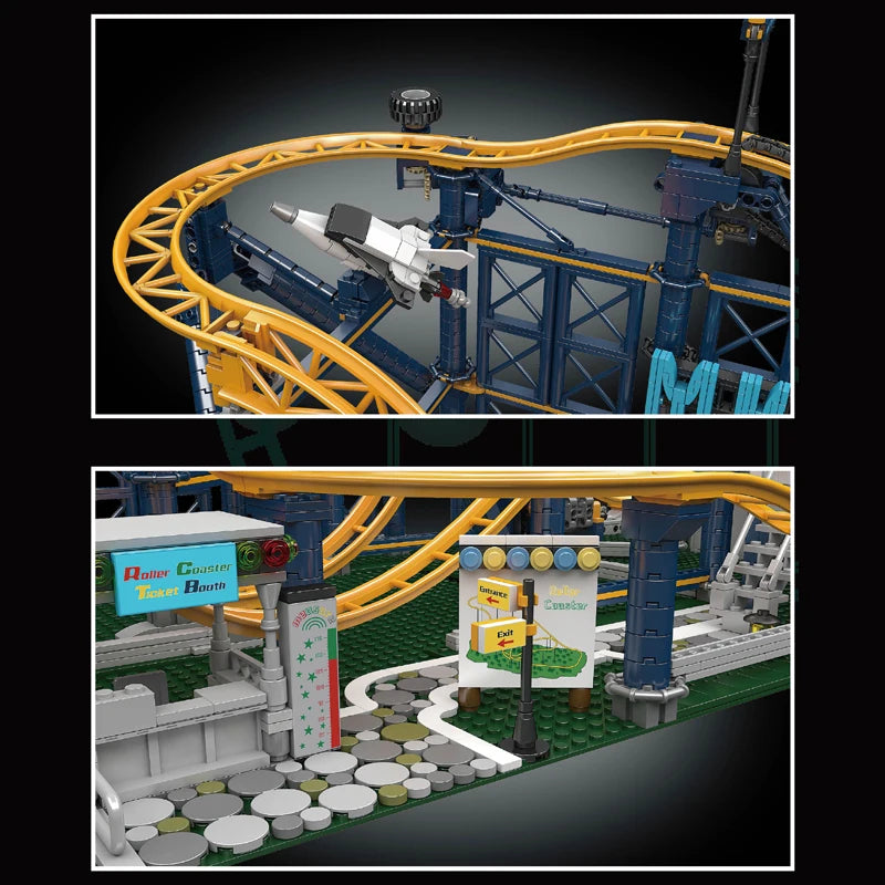 MOULD KING 11012 Amusement Park Roller Coaster with Motor Building Block Bricks DIY Model Assembly Collection Gift for Child