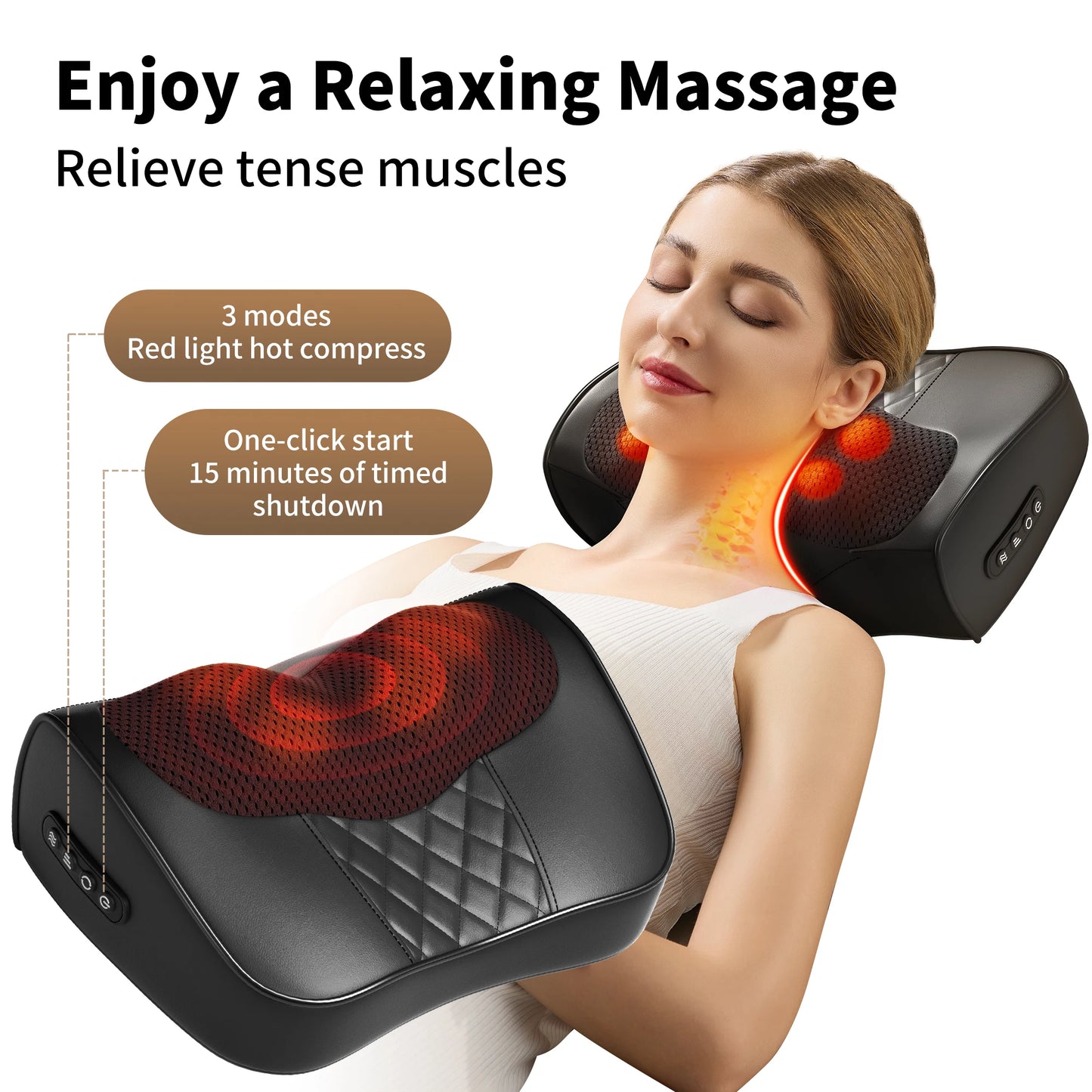 Back Massager Neck Massager with Heat 3D Kneading Massage Pillow for Stress Gifts for Men Women Mom Dad Relax at Home Office Car