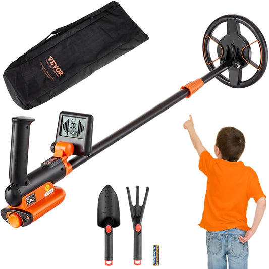 VEVOR Metal Detector for Kids 6Inch 25''-37'' Adjustable Length IP68 Waterproof Search Coil with LCD Display for Detecting Gold