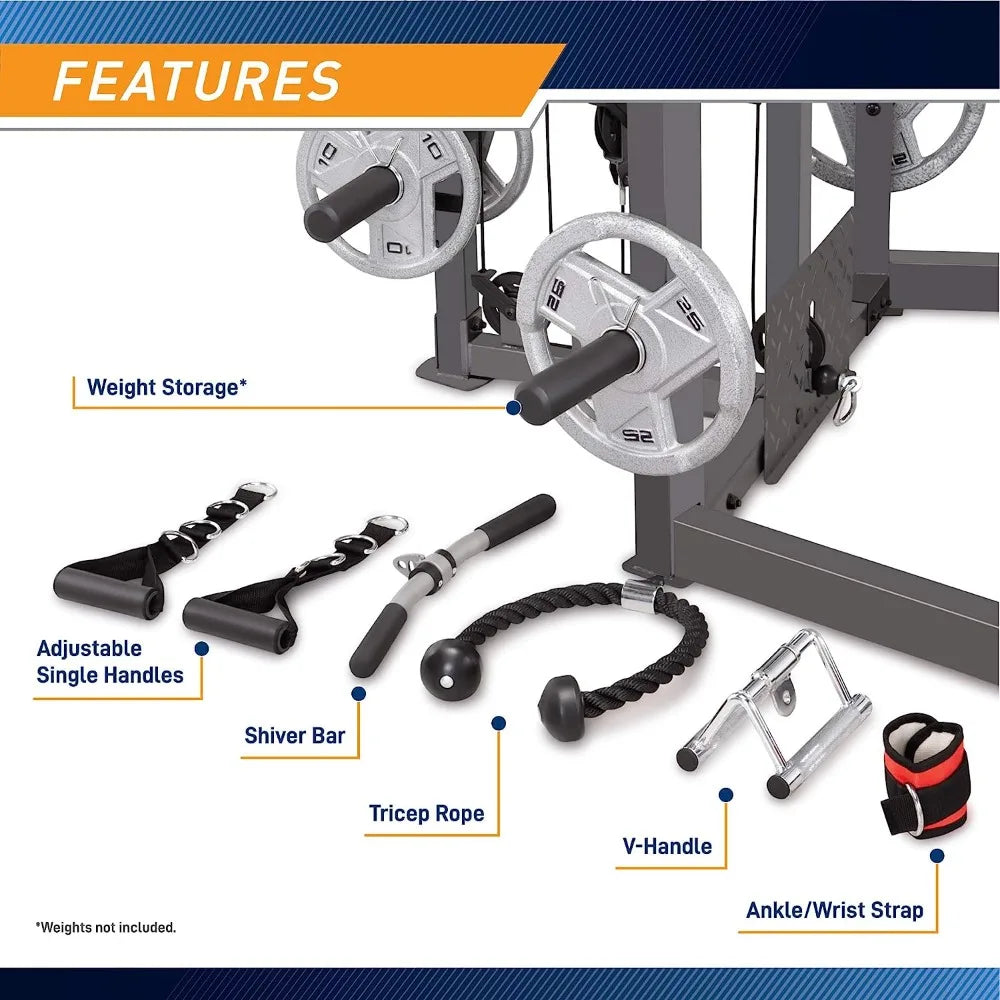 Smith Cage Machine with Workout Bench and Weight Bar Home Gym Equipment SM-4008