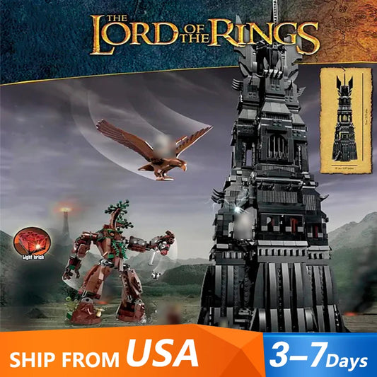 Movie Game MOC Tower of Orthanc Black Tower Model 2359PCS Building Blocks Brick Puzzle Toys for Adult Kids Boys Birthday Gift