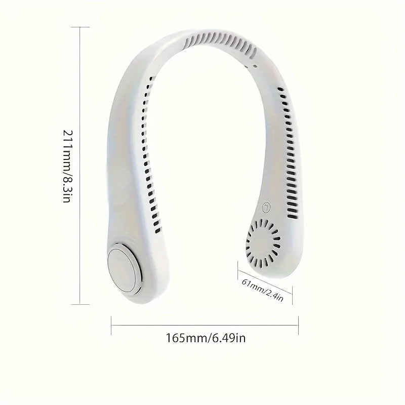 Portable Rechargeable Hands Free Bladeless Hanging Neck Fan Cool Wind Long Battery Life for Outdoor