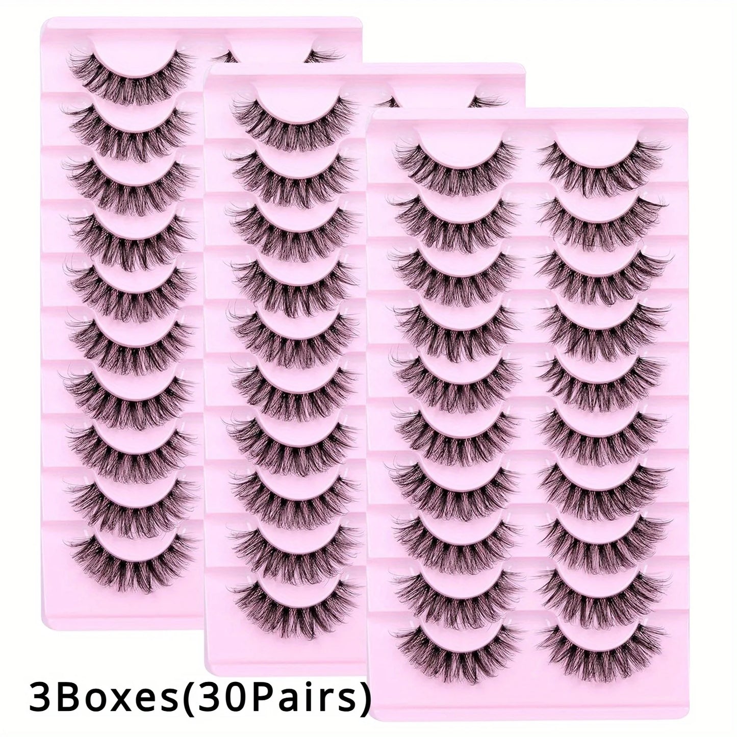 3Boxes(30Pairs) False Eyelashes 6D Super Fluffy Wispy Fake Eyelashes Cat Eye Effect Dramatic Lashes Eyelash Extension Makeup