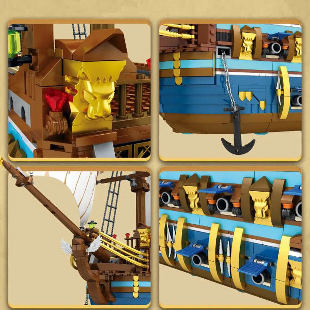 Caribbean MOC Reobrix 66011 The Royal Fleet The Sun Pirate Ship Sailboat Royal Sunshine Model 3162PC Building Blocks Brick Toys