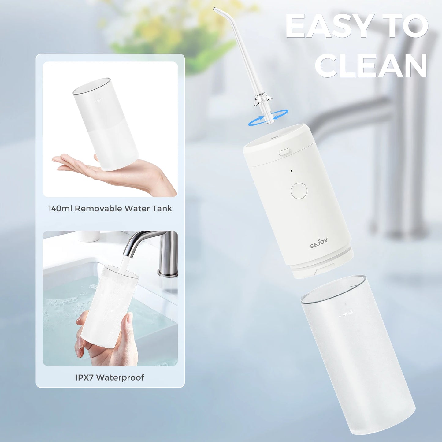 Sejoy Irrigator Dental Mouth Washing Machine Travel Portable Water Flosser Teeth Whitening  IPX7 Waterproof Teeth Cleaning Tools