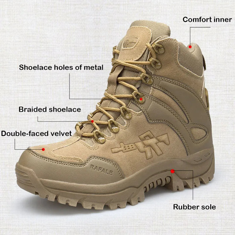 Military Tactical Waterproof  Boots Mens Army Climbing Hiking Desert Boots Work Safety Shoes Male Outdoor Camping Combat Boots