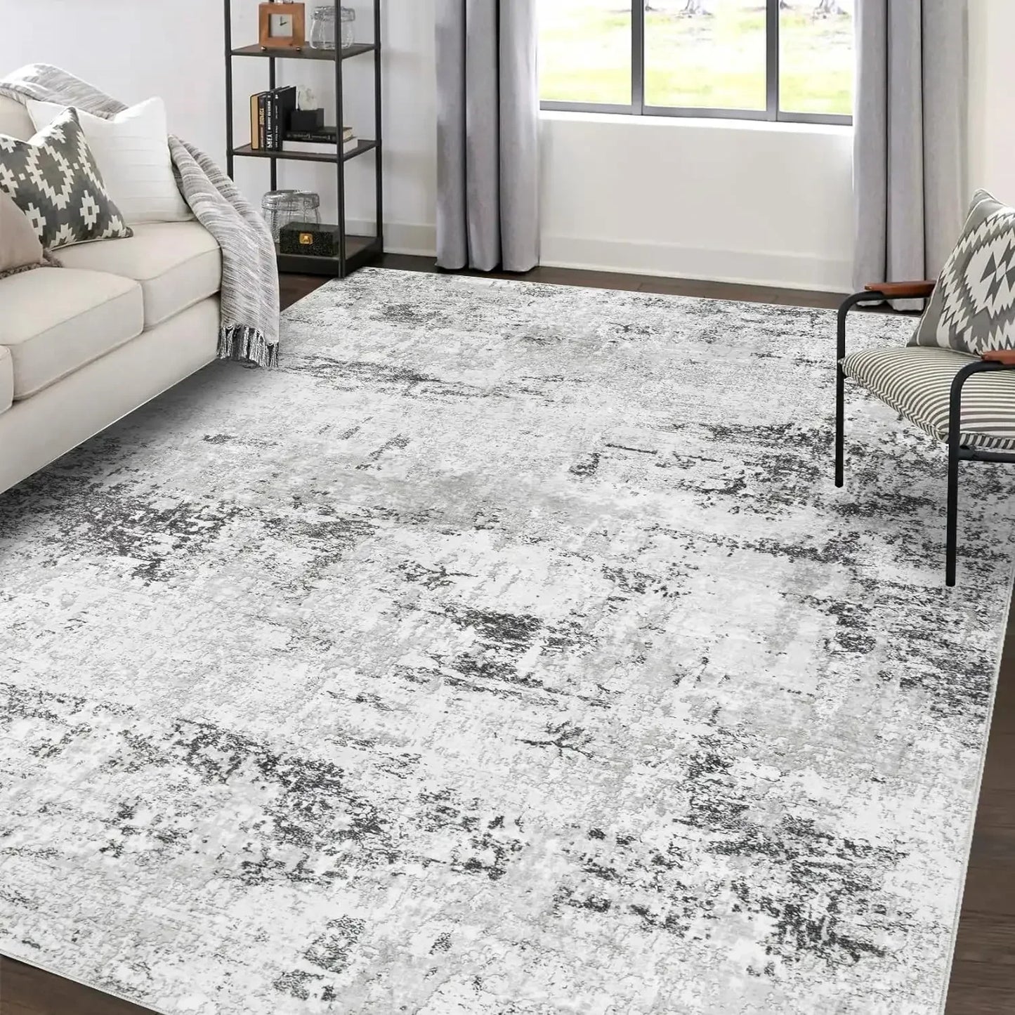 Area Rugs 9x12 Living Room: Large Modern Abstract Washable Rug Soft Indoor Anti Slip Carpet for Under Dining Table Bedroom Nurse