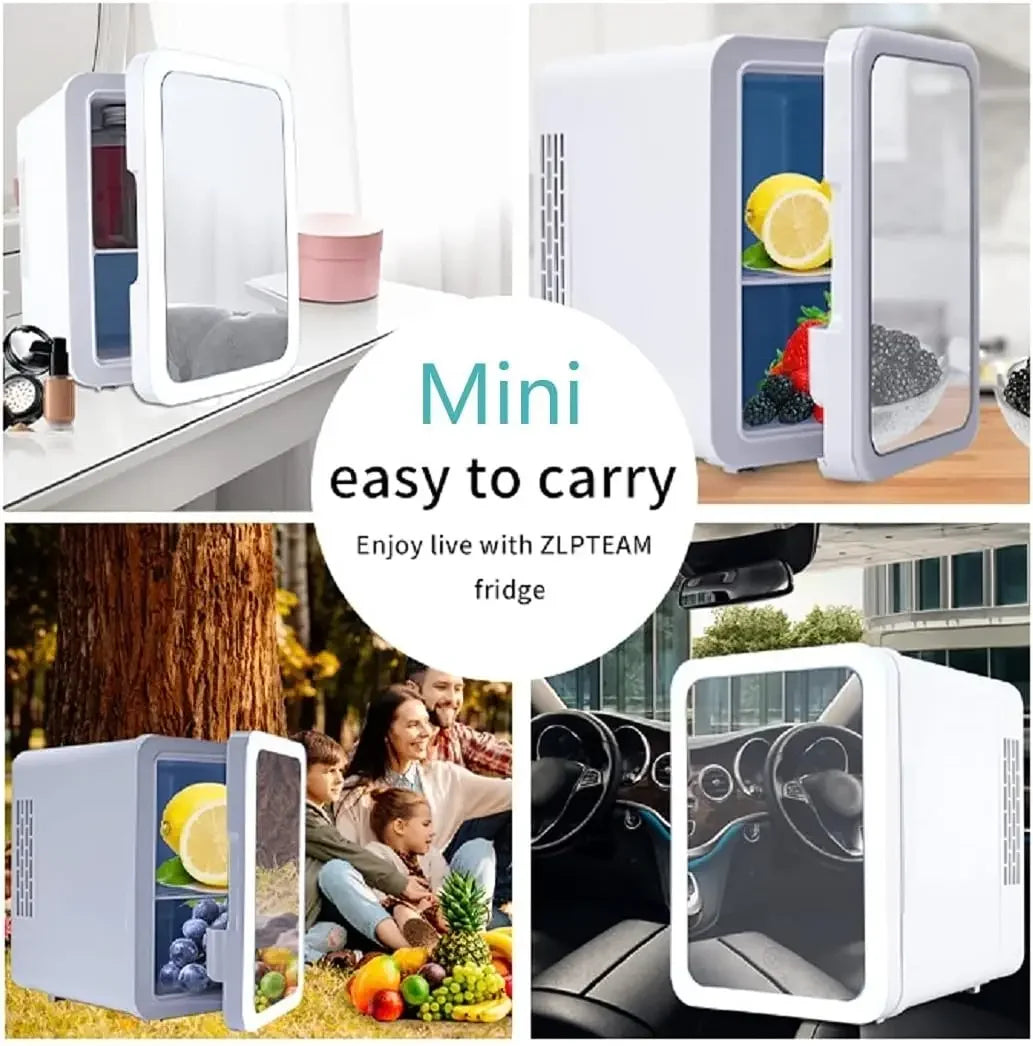 Beauty Fridge - Skin Care Fridge, Luxurious Mirror Mini Fridge, Sleek Mini Fridge 4 Liter - Keep Your Products Cool and Fresh