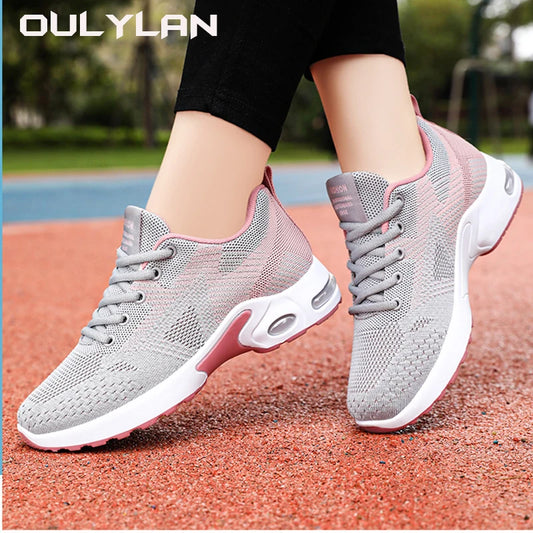 2024 Fashion Spring Running Shoes for Women Large Size Casual Breathable Lace up Elastic Air Cushion Sports Shoes for Female