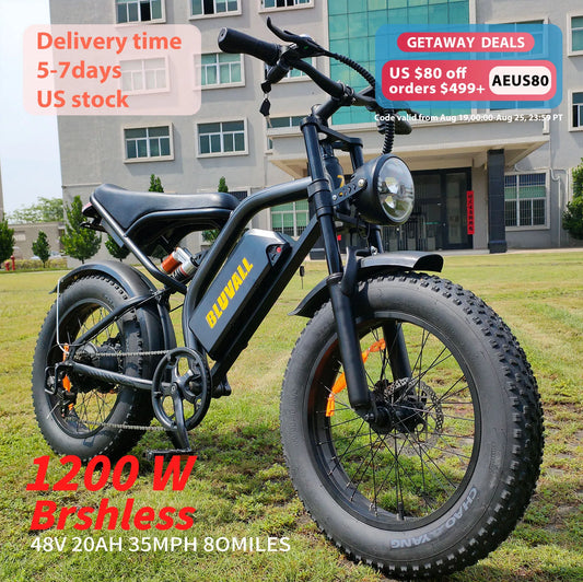 BLUVALL K6 Electric Bike for Adults 1200W 30MPH,48V 20/23AH, 20 in Fat Tire Ebike 20 in Fat Tire Ebike