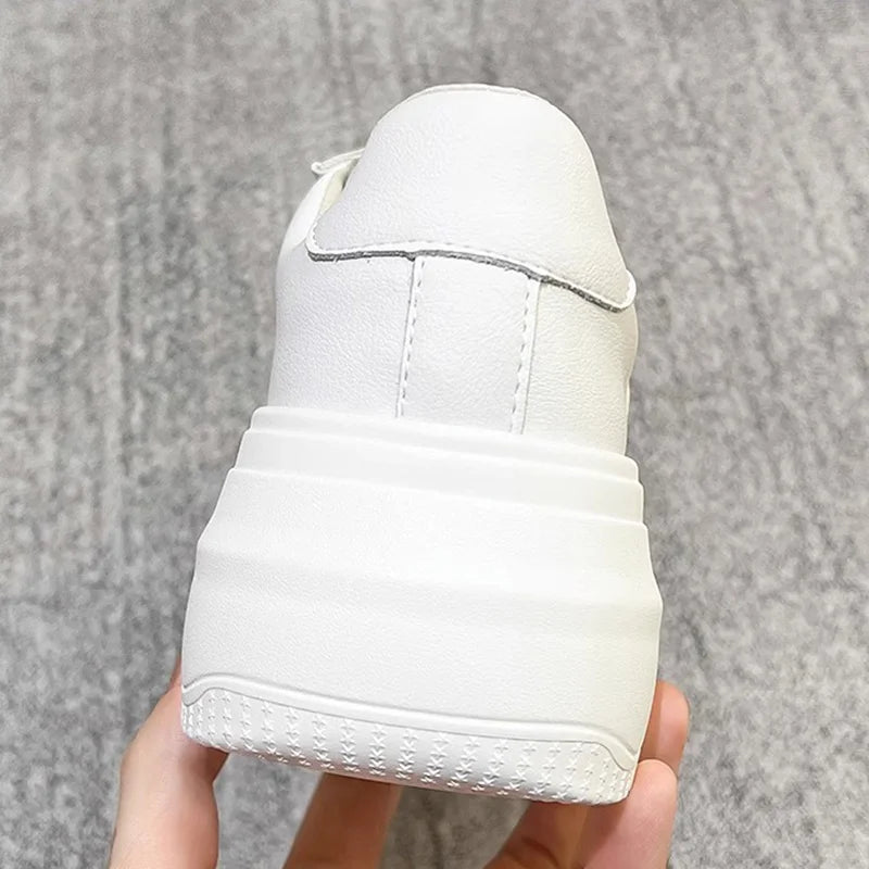 Oulylan New U Leather Women's White Casual Woman Vulcanize Sneakers Breathable Sport Walking Running Platform Flats Shoes