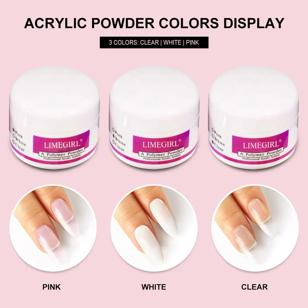 Acrylic Manicure Powder Kit Comes with Glitter Powder and 15ml Gel Manicure Kit for Nail Extension DIY Complete Starter Nail Set