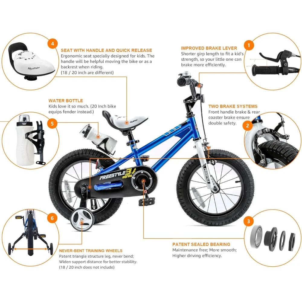 Freestyle Kids Bike 2 Hand Brakes  18 Inch Children's Bicycle for Boys Girls Age 3-12 Years