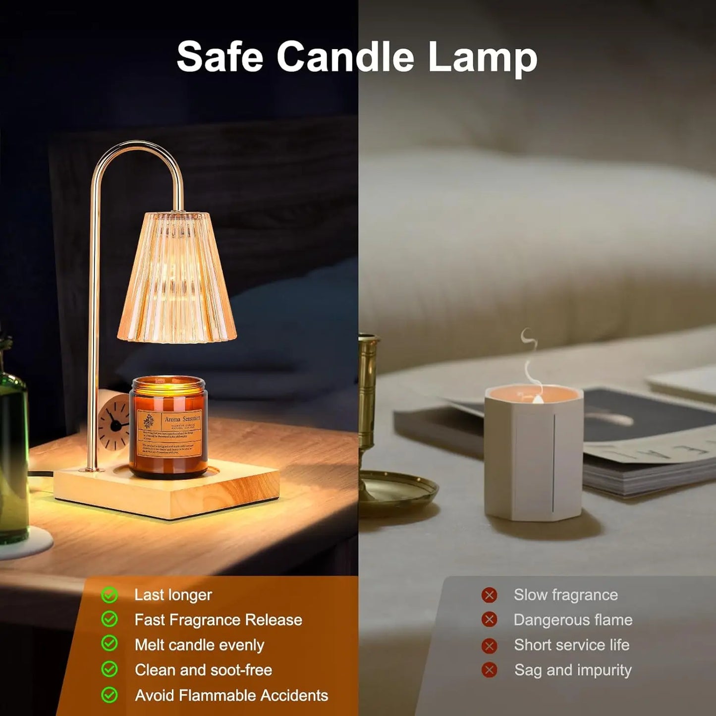 Lightess Candle Warmer Lamp,Electric Candle Lamp Warmer with Timer,2 Bulbs,for Bedroom Home Decor