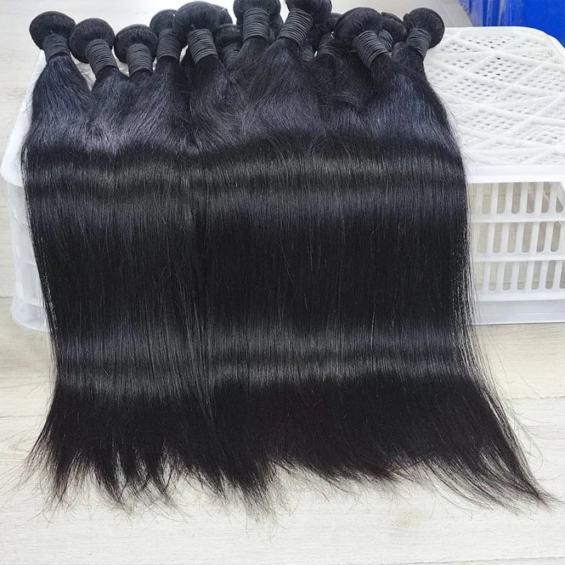 Straight Human Hair Bundles Raw Hair Bundles 100% Human Hair Extensions Natural Black Brazilian Hair Weave Bundles Fast Shipping