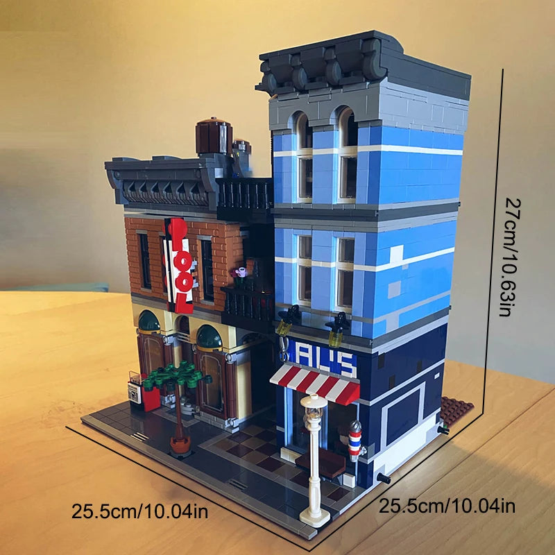 Detective's Office Buildings House Sets,City Apartment Store Model Modular Buildings Blocks Gift for Adults Kids 2262 PCS