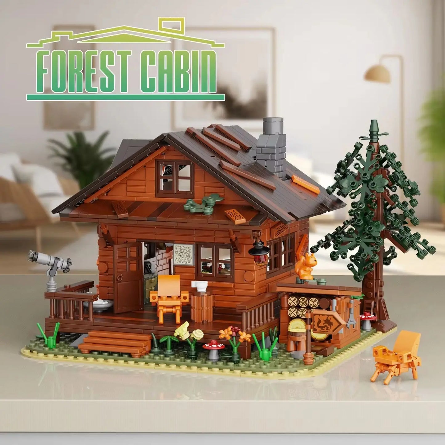 1077PCS Forests Cabins Model Kit Building Blocks Rural Wooden House with Light Model Architecture Bricks Toys for Kids Gift