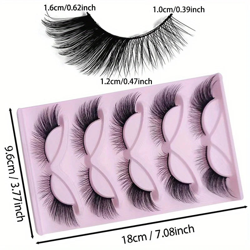 15 Pairs 3-Pack Cat Eye Lashes Winged Wispy Natural False Eyelashes Makeup Cat Eye Fake Eyelashes