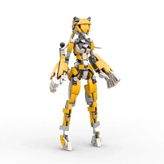 Tiger Girl Robot Model Moc Mobile Suit Girl Mecha Robot Creative Splicing Building Blocks Sets Kids Toys for Children Gifts