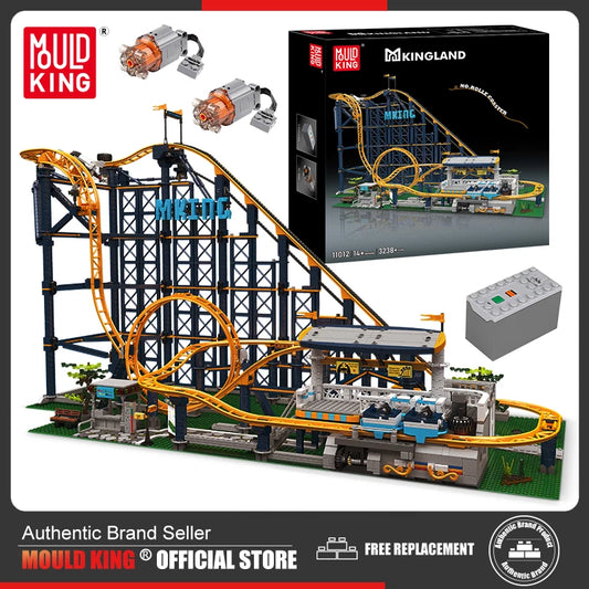 MOULD KING 11012 Amusement Park Roller Coaster with Motor Building Block Bricks DIY Model Assembly Collection Gift for Child