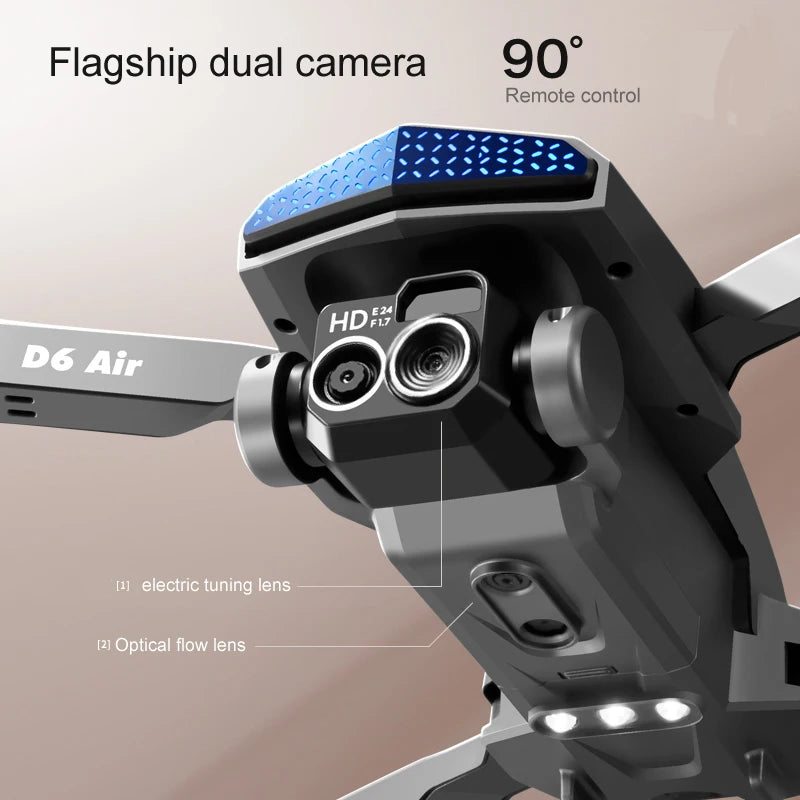 2024 New D6 Drone HD Professional High-Definition Dual Camera Five-Sided Obstacle Avoidance Light Flow ESC Quadcopter Toy