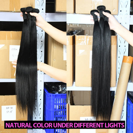 Straight Human Hair Weave Bundles Peruvian Hair Bundles 100% Remy Hair Extensions For Women 12-32 Inches Natural Black 1/3/4 Pcs