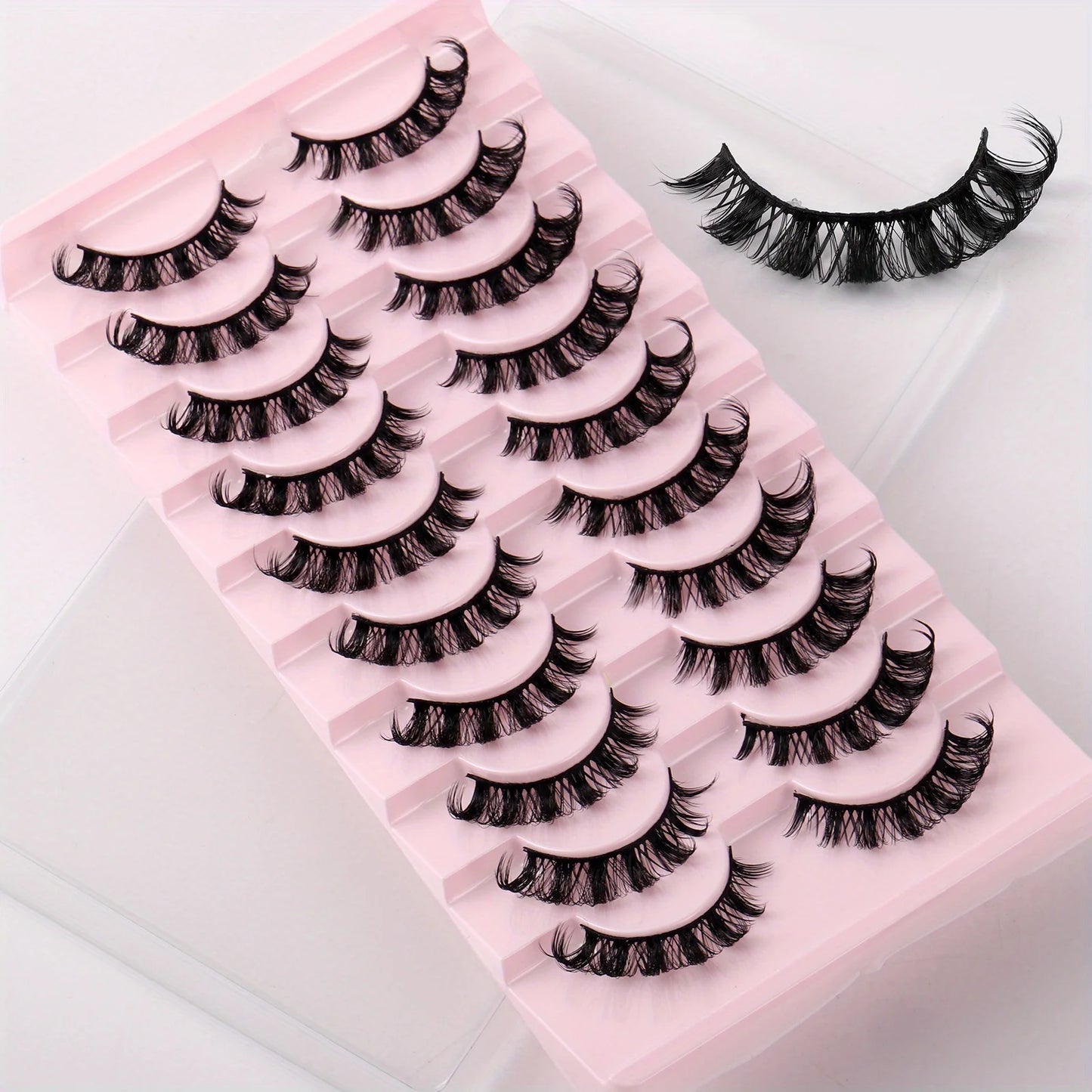 3Boxes(30Pairs) Russian Strip Lashes D Curl Fake Lashes Natural Look Fluffy Volume Wispy Russian Lashes 3D Effect Fake Eyelashes