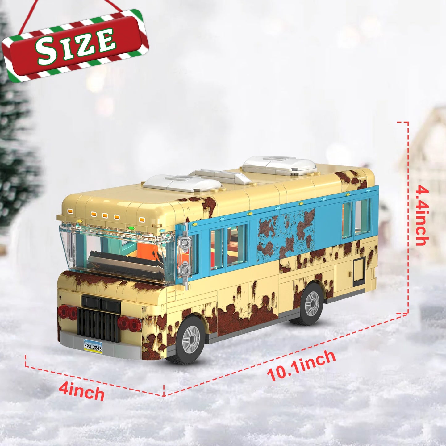 MOC Christmas Storys RV Bus Model Kit Building Blocks Recreational Vehicle with Light City Technical Truck Bricks Kids Toys Gift