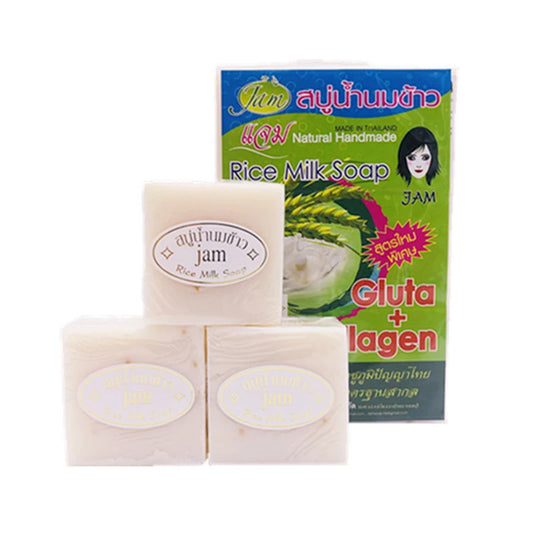 12PCS/Lot Thailand JAM Rice Milk Soap Wholesale Handmade Soap for Brightening Cleansing Oil Control Face Body Skin Care Products