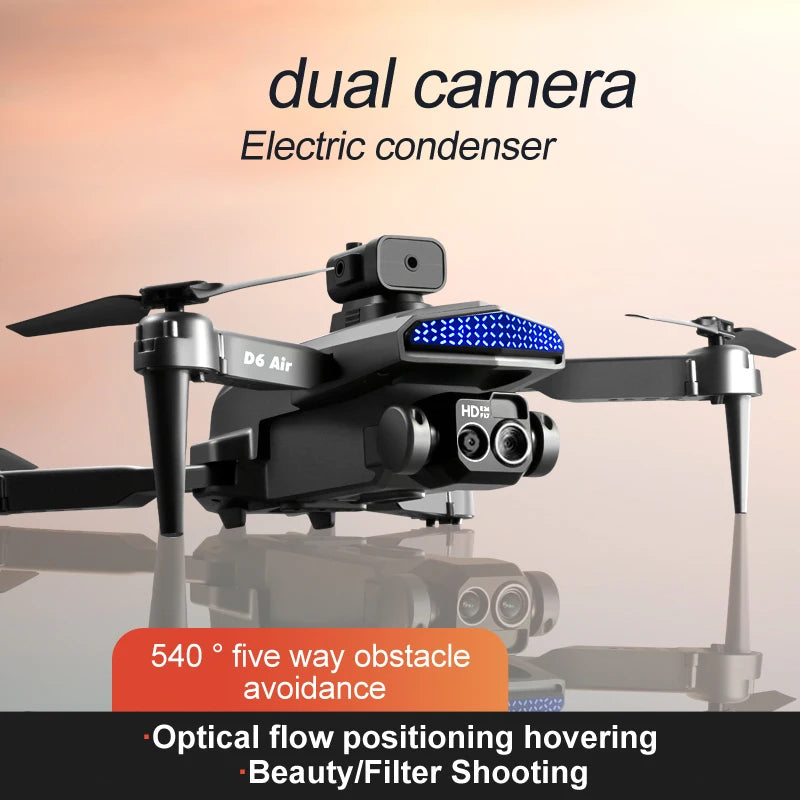 2024 New D6 Drone HD Professional High-Definition Dual Camera Five-Sided Obstacle Avoidance Light Flow ESC Quadcopter Toy