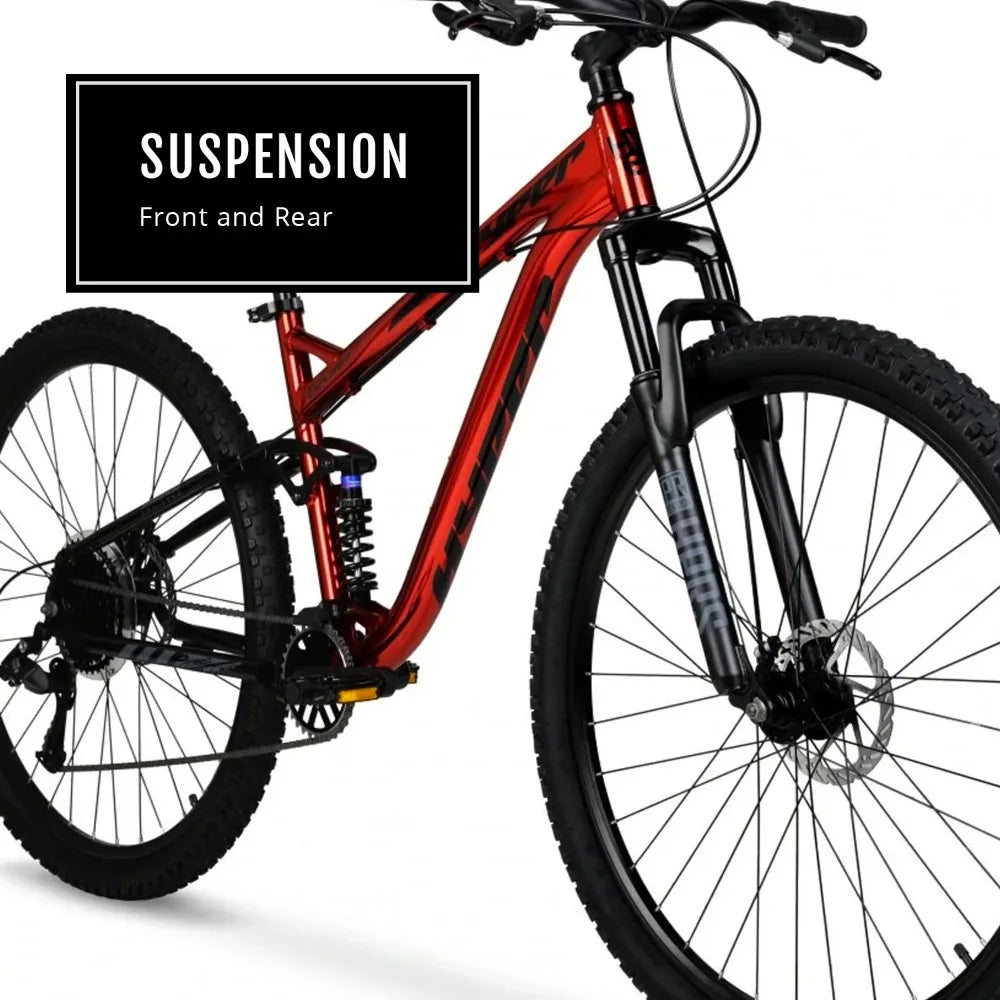 2024 New Bicycles Men's 29" Explorer Dual Suspension Mountain Bike, Red