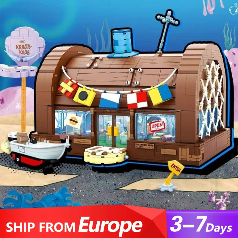 Movie Game AREA-X AB0027 Cartoon Good Friends The Krusty Krab Restaurant Model Building Blocks Brick Puzzle Toys for Kids Gift