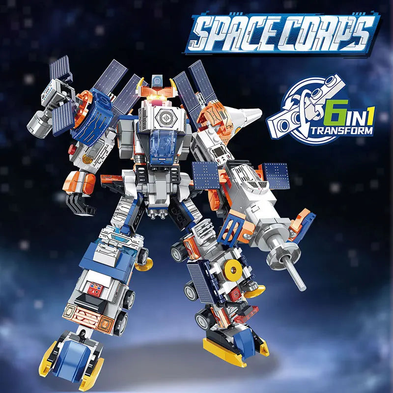 Space Force Robot Building Toy Set, 6 in 1 Transformer Robot Building Kit, Space Plane Toy Educational STEM Toy (644 Pieces)