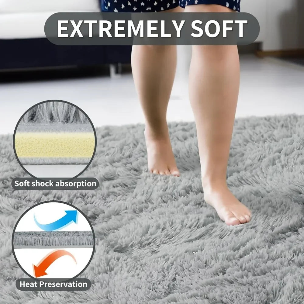 Soft Modern Indoor Large Shaggy Rug for Bedroom Livingroom Dorm Kids Room Home Decorative, Non-Slip Plush Fluffy Furry Fur