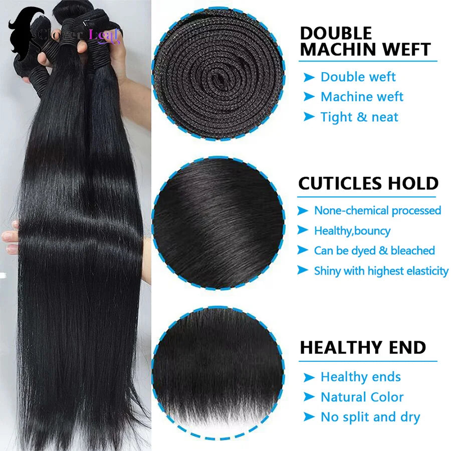 26 26 26 Inch Straight Human Hair Bundles Brazilian Weave 100% Human Hair Extension Natural Black Color Thick Ends Human Hair