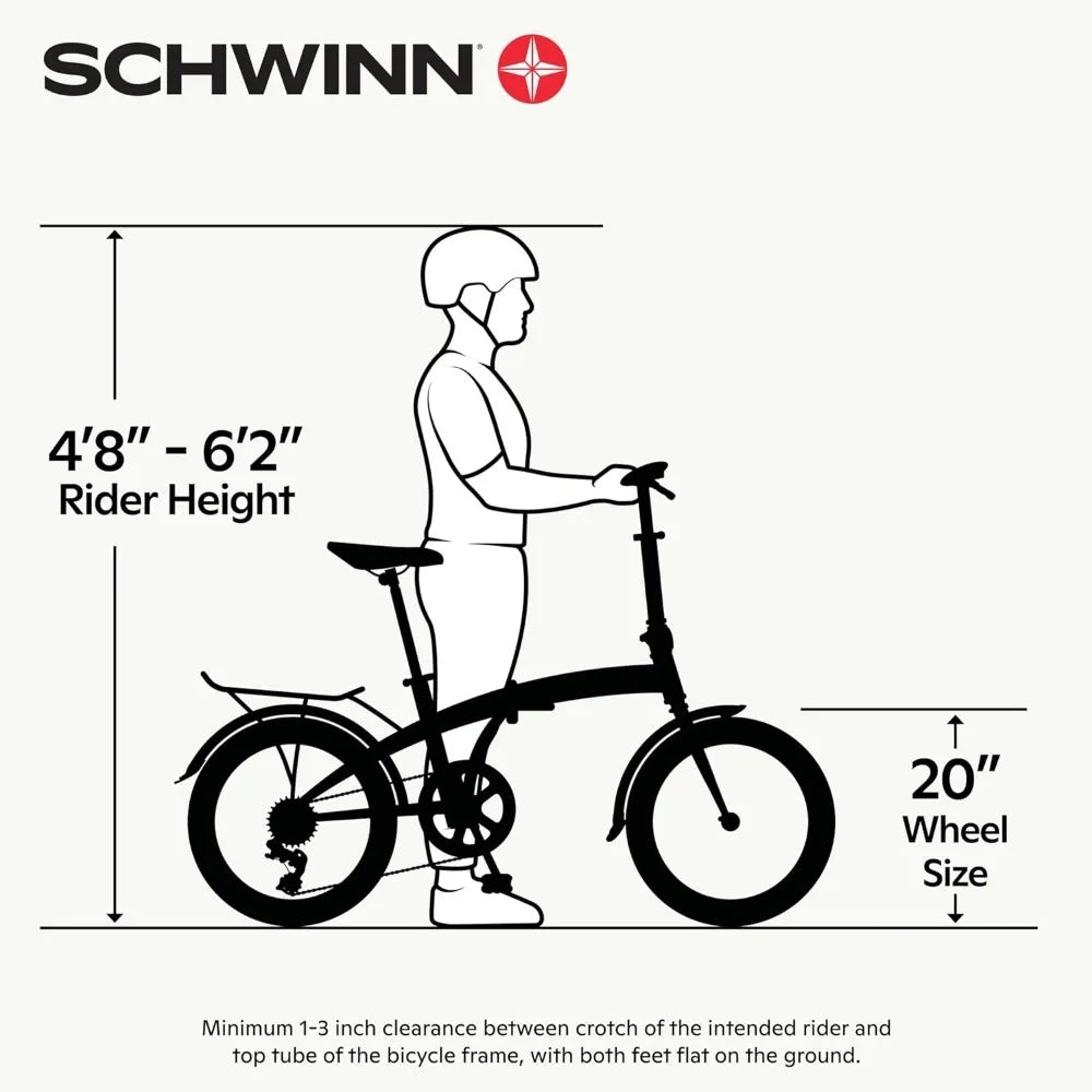 Loop Folding Bike for Adult Men Women, 20-inch Wheels, 7-Speed Drivetrain, Rear Cargo Rack, Carrying Bag Included