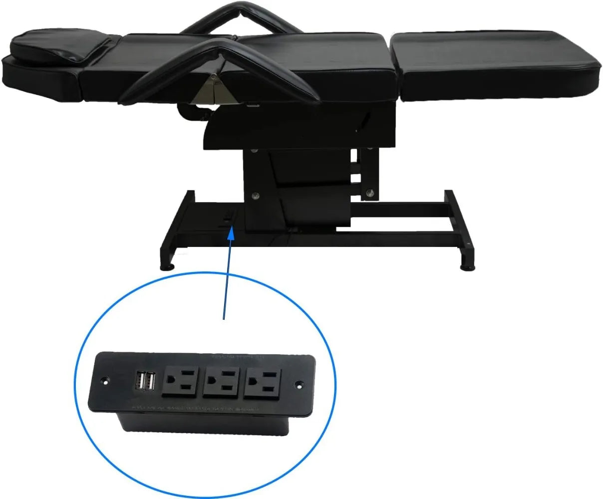 Fully Electric Adjustable Facial Bed/Massage Table (Black) Arms Can Be Quickly and Easily Removed (no Tools Required)