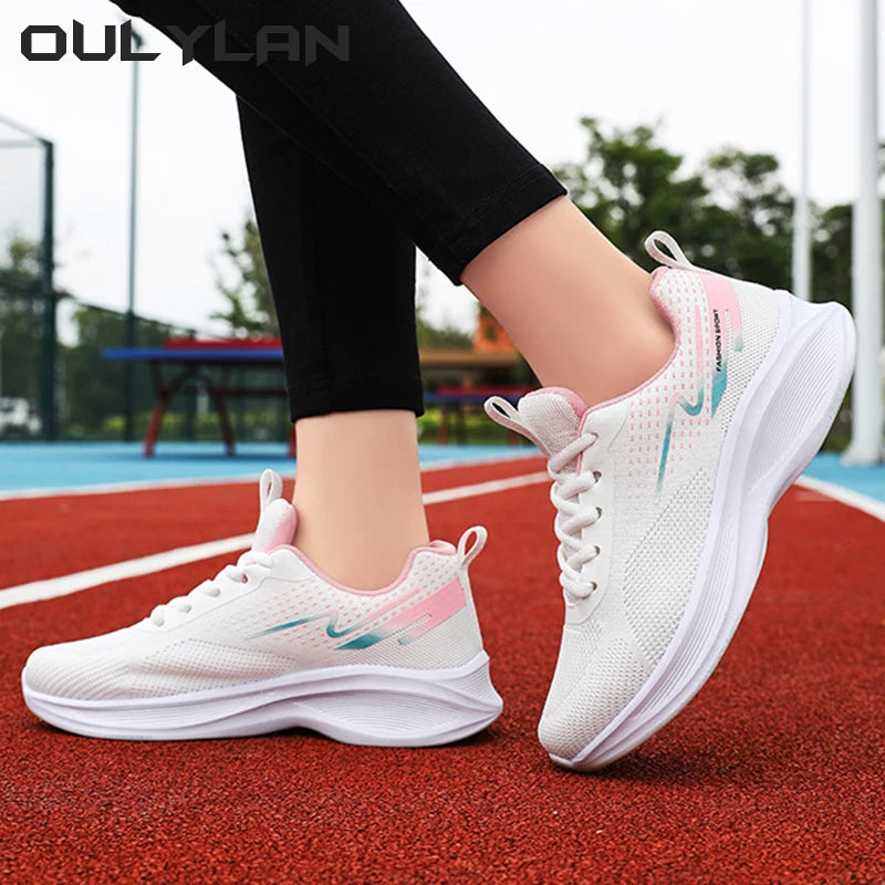 Trendy Running Shoes for Women Fashion Breathable Elastic Sneakers Female Spring Casual Flying Weaving Sports Shoes Dropshipping