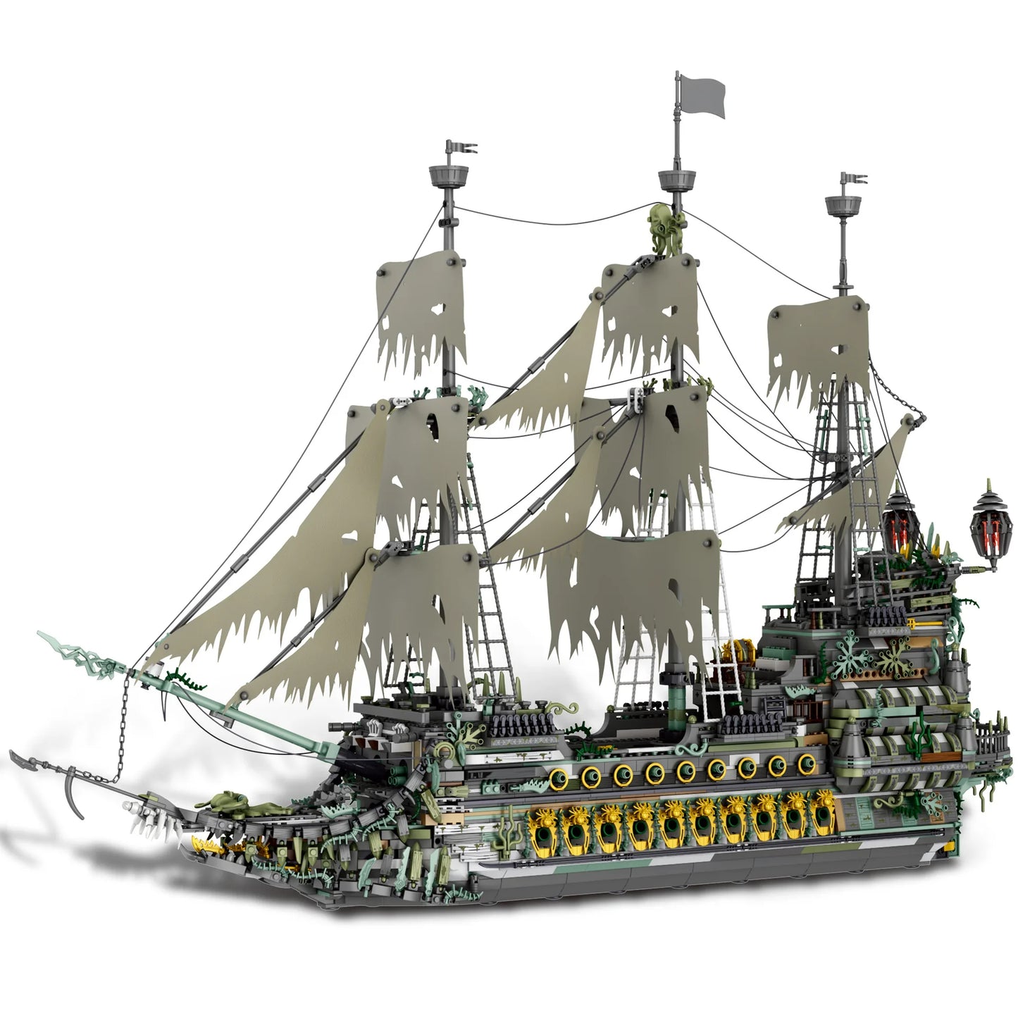 Movie Pirate MOC Reobrix 66037 The Flying Dutchman Pirate Ship Model 5865PCS Building Blocks Brick Puzzle Toys for Kids Gift