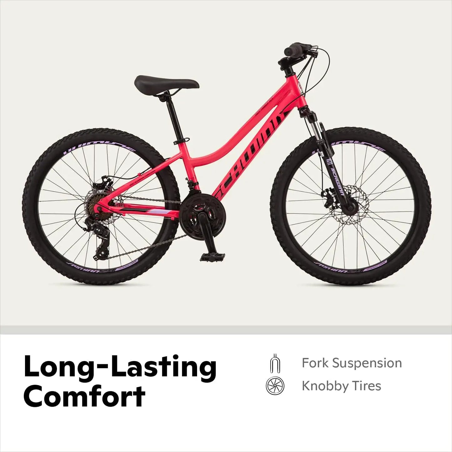 High Timber Mountain Bike for Adult Youth Men Women Boys Girls, 24 to 29-Inch Wheels, 7 or 21-Speeds, Front Suspension,